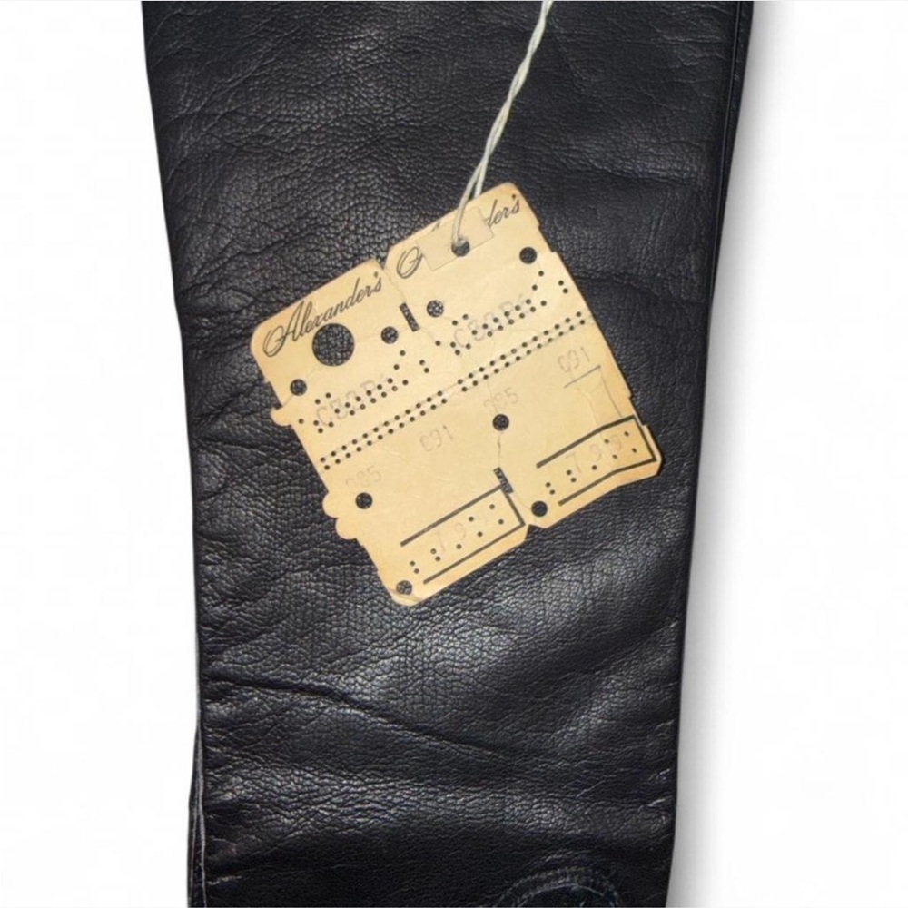 INSANE *** Vintage 50s NWT Black Leather & Silk Opera Gloves - made in France 🇫🇷 - Picture 4 of 8